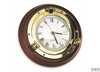 Porthole clock d230mm wood/brass