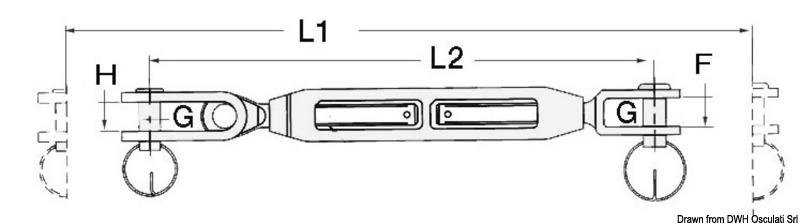 Osculati Spannenschloss mit Gabelgelenk 3/8" für Seil 5 mm 