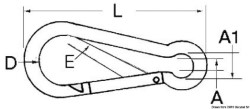 Karabińczyk polerowany AISI 316 w. oko 11mm