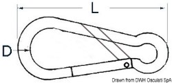 Vponka kavelj asimetrično odpiranje AISI 316 80 mm