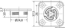 Selbstausrichtender quadratischer Clip Durchm. 25 mm.