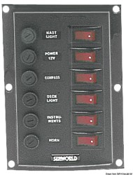 Seis interruptores del panel vertical,