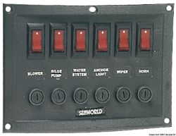Horizontal control panel w. 6 switches 