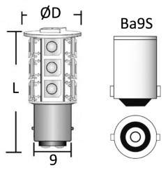 Navigation lys 12 V BA9S 0,9 W 61 Lum