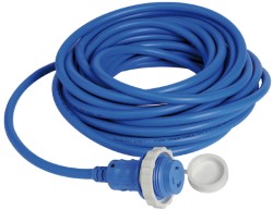 Pre-mounted cap + cable blue 15 m 16 A 
