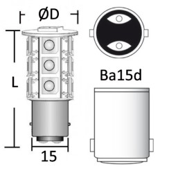 SMD LED pære BA15d 12 / 24v 4W 400 Lm