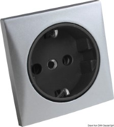 AC stopcontact 220V Schuko type mat nikkel