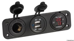Voltmeter / digital amperemeter, 12V stik og USB