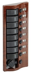 Panel sterowania 9 płaskich przełączników kołyskowych mahoń