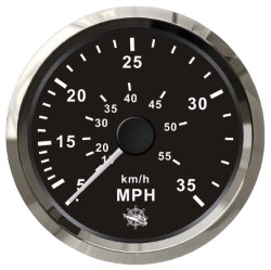 Pitot speedometer 0-35 MPH black/glossy 