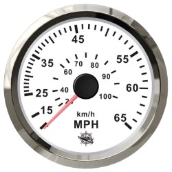 Pitot speedometer 0-65 MPH hvid / blank