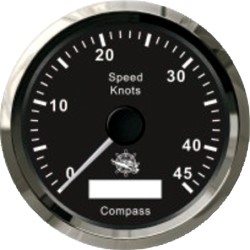 Indicateur de vitesse avec compas GPS noir/polie 
