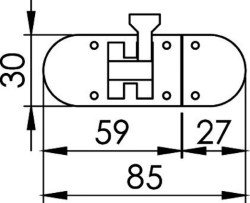 Bolzenriegel AISI316, hochglanzpoliert 85x31 mm 