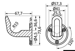 AISI316 high-resistance hook 73.6x67.7x57.3 mm 