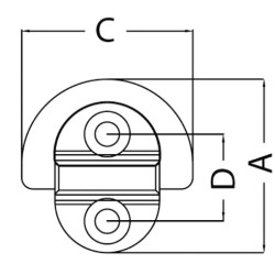 Ochiul plăcuței rabatabile 45x45 mm Inel de 6 mm (2 găuri) Sarcină de rupere Kg 1800