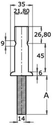 Základňa stĺpika AISI316 45 x 1,5 mm
