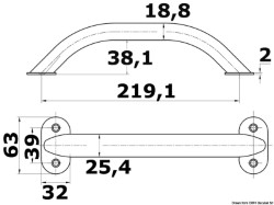 Handlauf ovales Rohr AISI316 19x25 mm 219 mm 