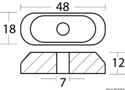 Anode plaque 2/5 HP sans encoche trou Ø 7 mm 
