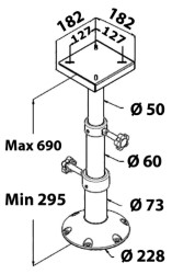 Tri-telescopic aluminium table leg 