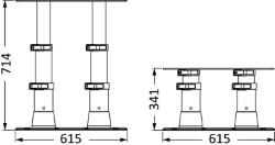 Base tiradores pedestal doble inox 615 x 300 mm 