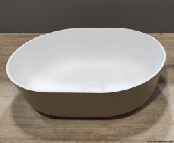 Bordplade semi-oval vask Ocritech hvid/beige 350x260 mm 