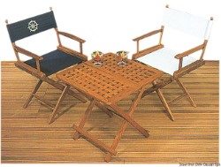 Krzesło składane z drewna tekowego niebieska tkanina
