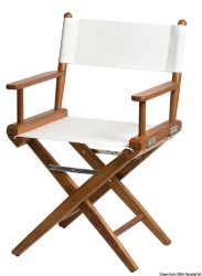 Teak folding chair white fabric 