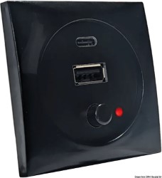 USB port 12/24 V black 