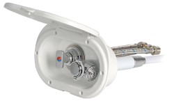 Ovale douchecabine witte PVC-slang 4 m achteruitgang Doucheuitgang achter