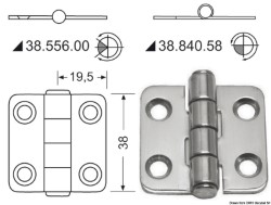 Hinge standard pin 38x39 mm 