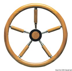SS steering wheel w/teak external rim 400 mm 