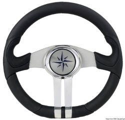Черное балтийское рулевое колесо с серебристыми/хромированными спицами