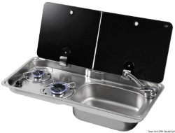 2-burner right hob w/tinted glass cover  