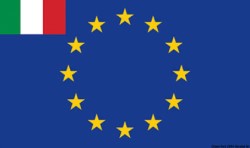 Flaga UE+mała flaga Włoch 30 x 45 cm