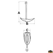 Grapnel anchor with bow shackle weight 1,4 kg